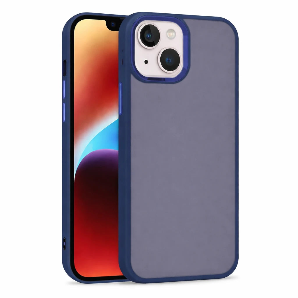 For iPhone 14 Pro case Matt Bumper TPC Case - Blue
