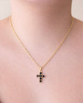 Onyx Cross Pendant Necklace- 18”