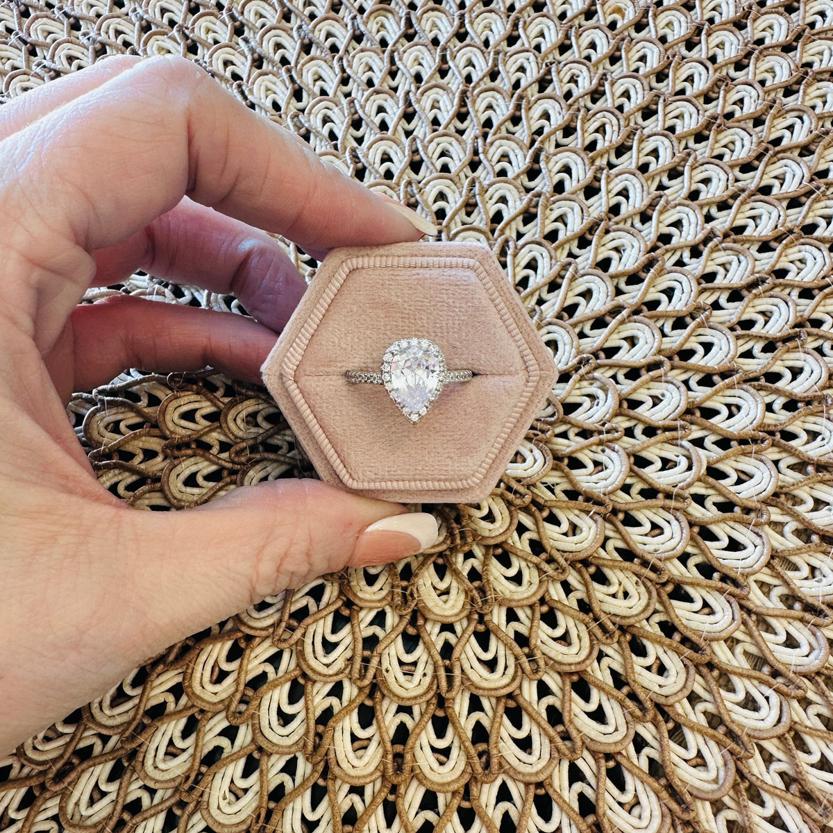 Francesca Pear Stone Ring-Silver