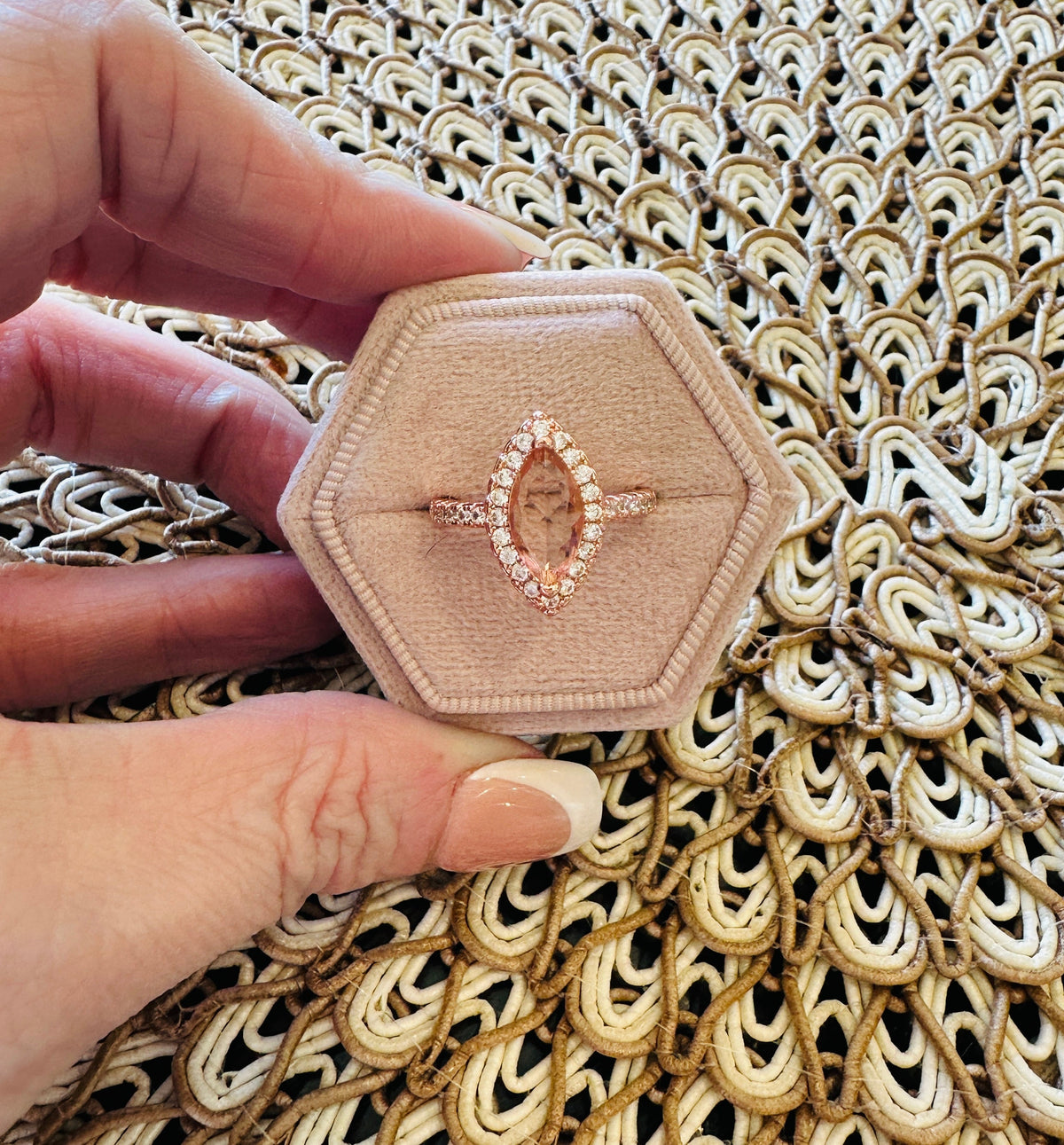 Blush Promise Marquise Halo Ring