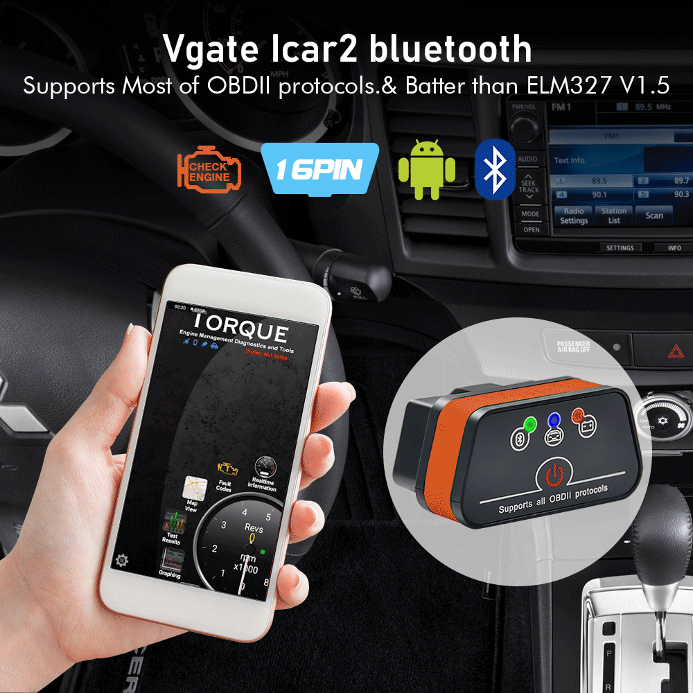 Vgate iCar2 obd2 Bluetooth scanner ELM327 V2.2 obd 2 wifi icar 2 car tools elm 327 for Android/PC/IOS code reader