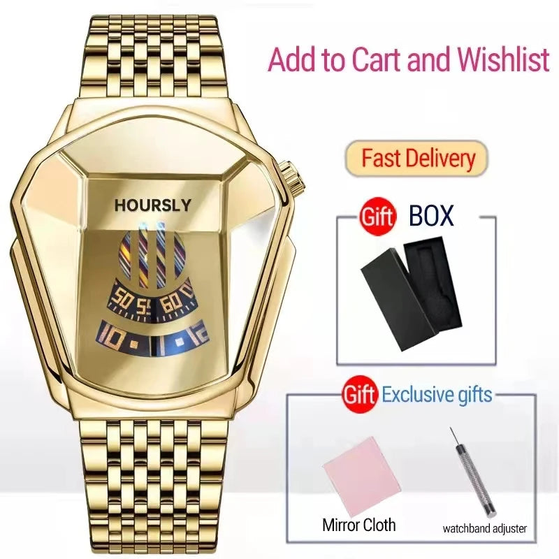 2025 Luxury HOURSLY Brand Trend Cool Men's Wrist Watch Stainless Steel Technology Fashion Quartz Watch For Men Relogio Masculino