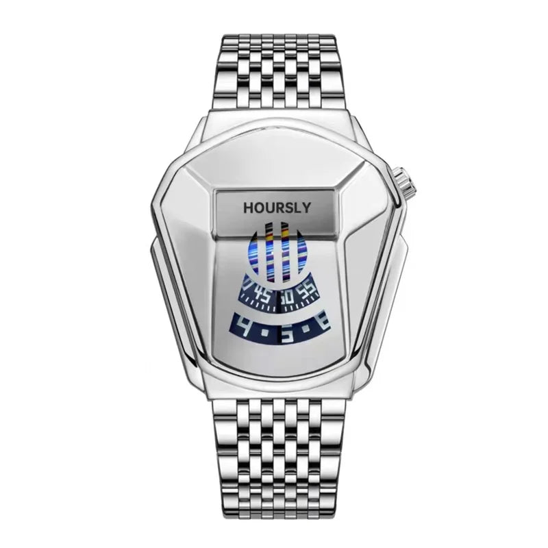 2025 Luxury HOURSLY Brand Trend Cool Men's Wrist Watch Stainless Steel Technology Fashion Quartz Watch For Men Relogio Masculino