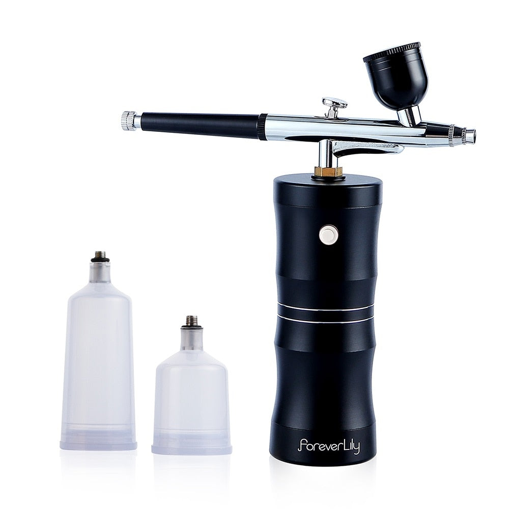 Foreverlily Mini Air Compressor Kit Air-Brush Paint Spray Gun Airbrush For Nail Art Tattoo Craft Cake Face Nano Fog Mist Sprayer
