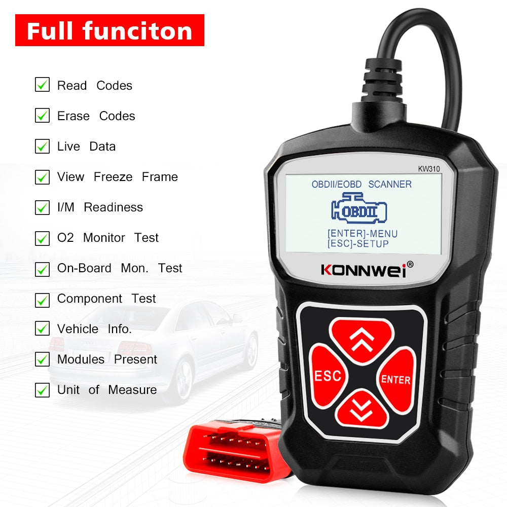 KW310 OBD2 Scanner - Professional Car Diagnostic Tool with Russian Language Support, Automotive Scanner, and Car Maintenance Toolkit