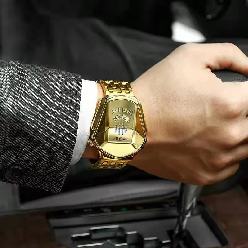 2025 Luxury HOURSLY Brand Trend Cool Men's Wrist Watch Stainless Steel Technology Fashion Quartz Watch For Men Relogio Masculino