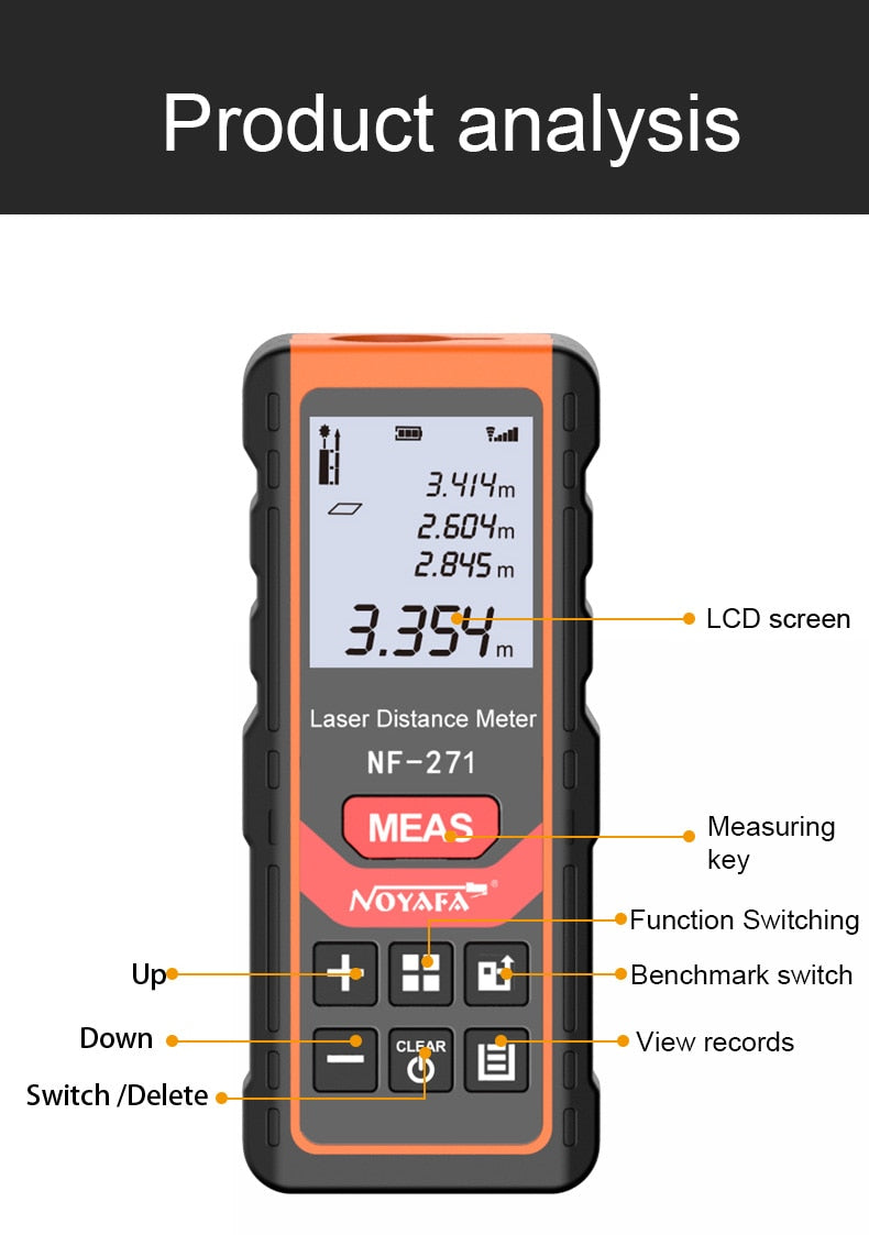 Laser Distance Meter: Precision Electronic Roulette and Digital Rangefinder for Accurate Measurements - Metro Laser Range Finder Measuring Tape Device Tool