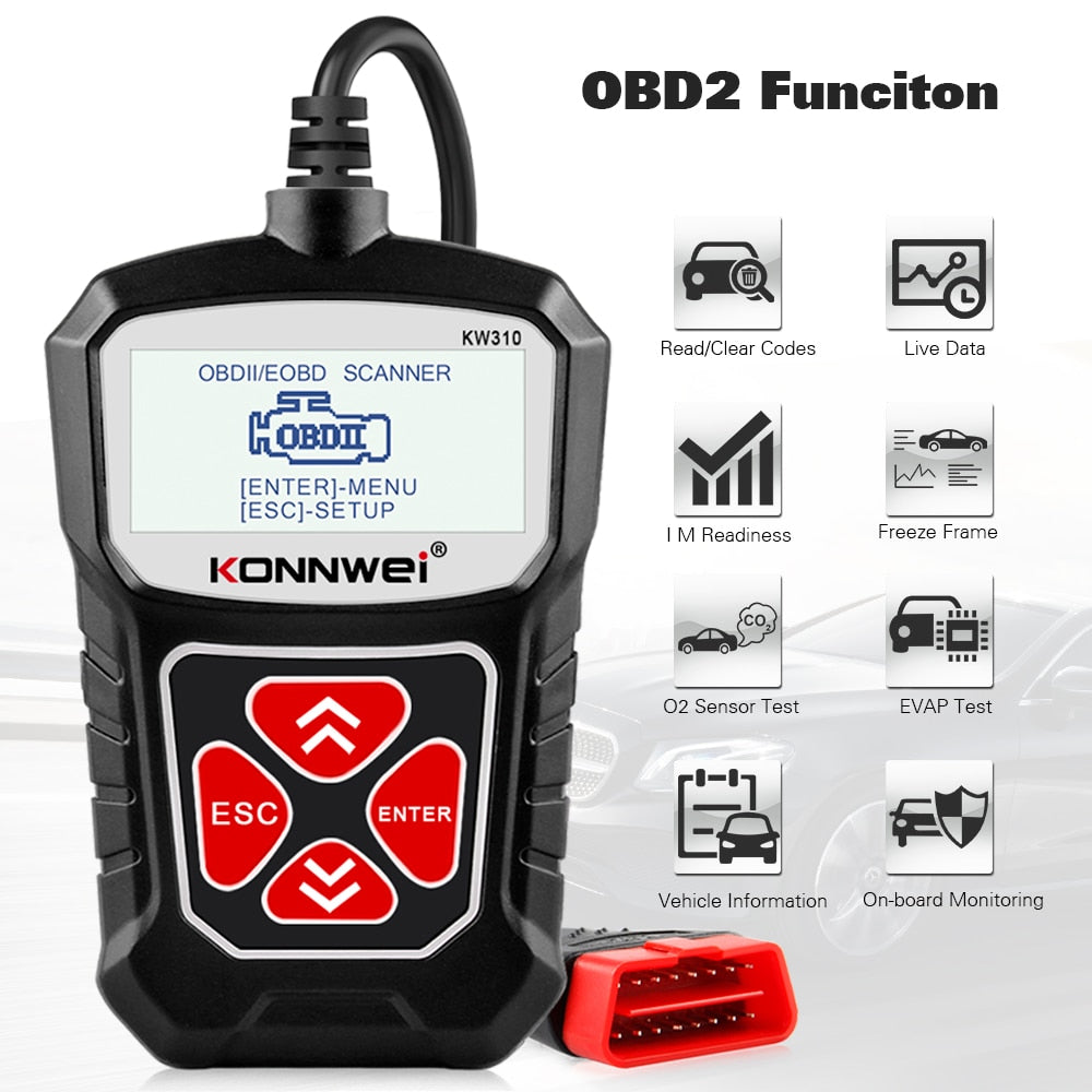 KW310 OBD2 Scanner - Professional Car Diagnostic Tool with Russian Language Support, Automotive Scanner, and Car Maintenance Toolkit