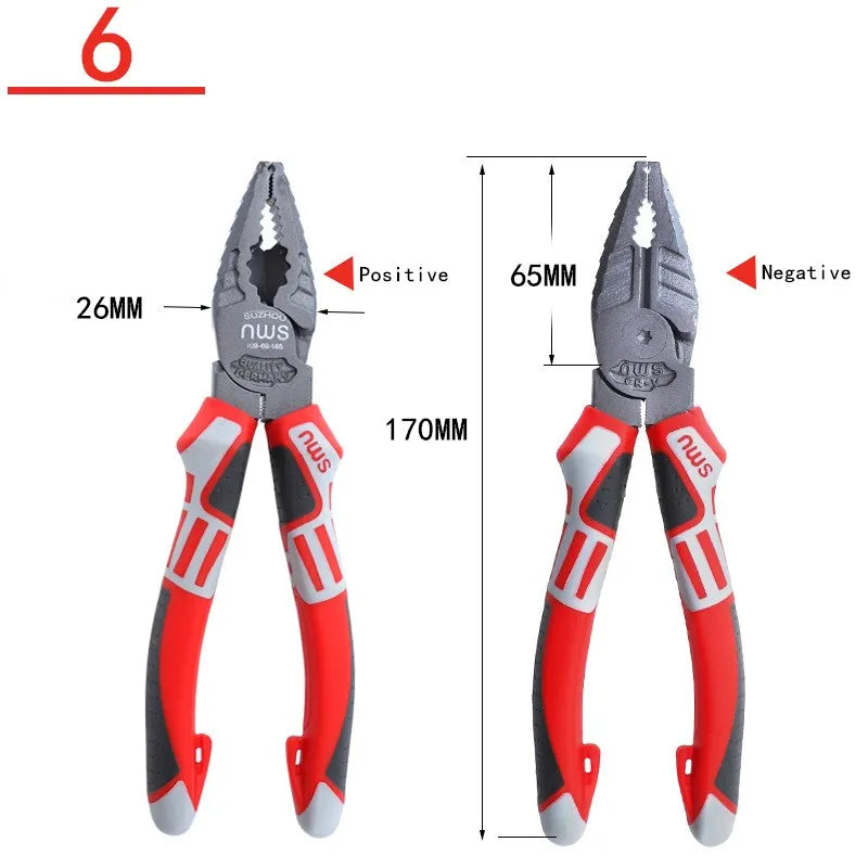 6''/7''/8”Multifunctional Wire Cutter German Electrician's Pliers Thickened Clamp Head Chrome Vanadium Steel Electrician Tools