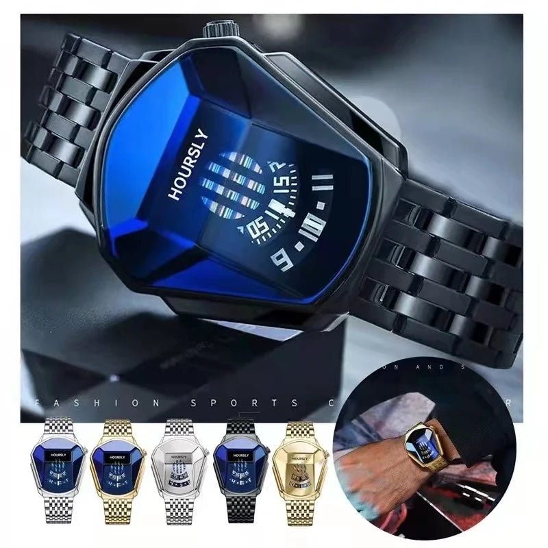 2025 Luxury HOURSLY Brand Trend Cool Men's Wrist Watch Stainless Steel Technology Fashion Quartz Watch For Men Relogio Masculino