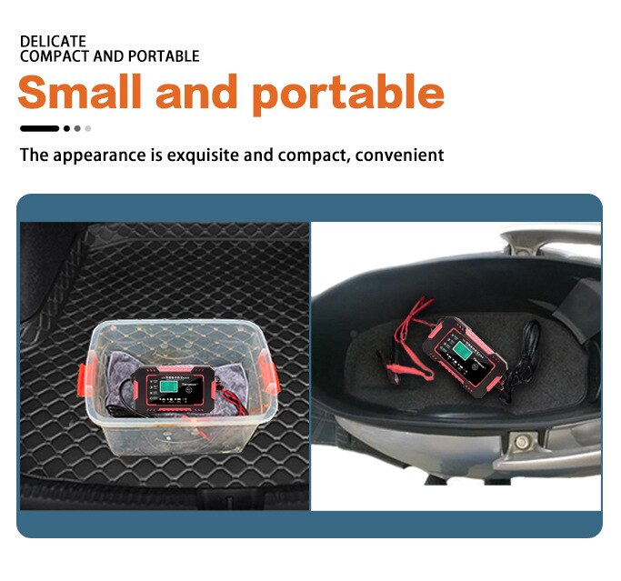 Smart 12V Battery Charger: Full Automatic Digital Display, Power Pulse Repair, Wet/Dry Lead Acid