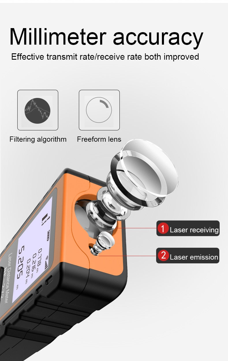 Laser Distance Meter: Precision Electronic Roulette and Digital Rangefinder for Accurate Measurements - Metro Laser Range Finder Measuring Tape Device Tool
