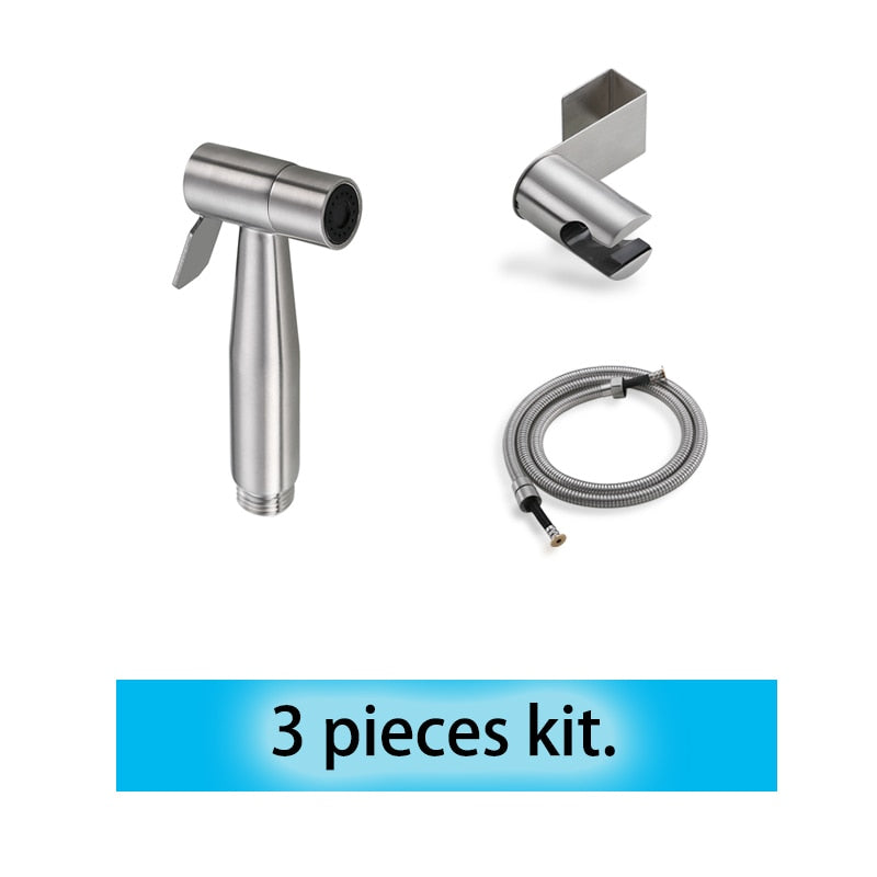 Stainless Steel Handheld Bidet Sprayer Set for Toilet - Bathroom Hand Bidet Faucet with Self-Cleaning Shower Head