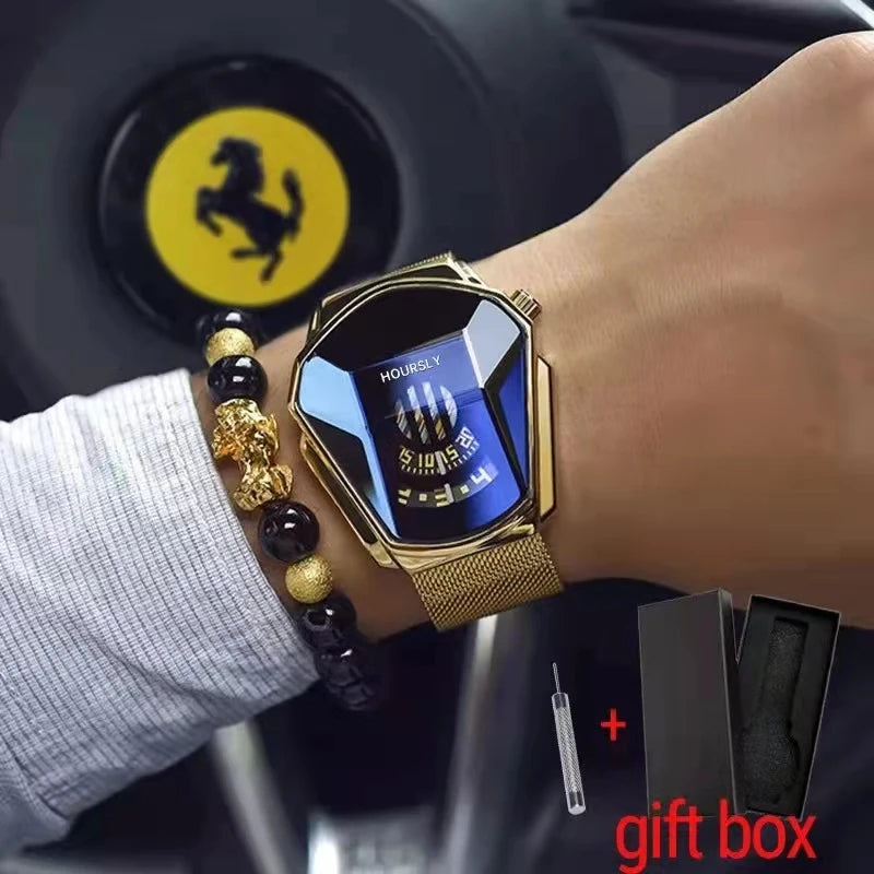 2025 Luxury HOURSLY Brand Trend Cool Men's Wrist Watch Stainless Steel Technology Fashion Quartz Watch For Men Relogio Masculino