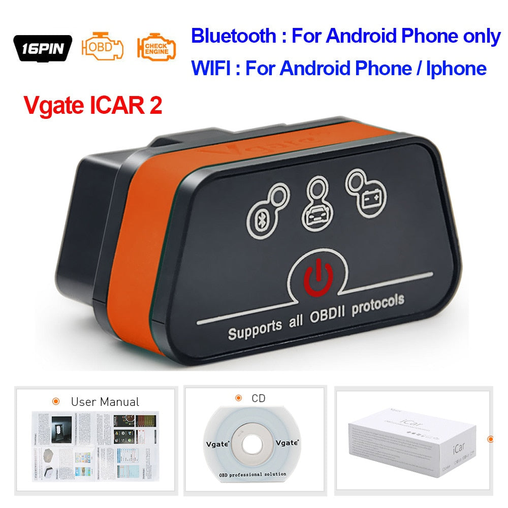 Vgate iCar2 obd2 Bluetooth scanner ELM327 V2.2 obd 2 wifi icar 2 car tools elm 327 for Android/PC/IOS code reader