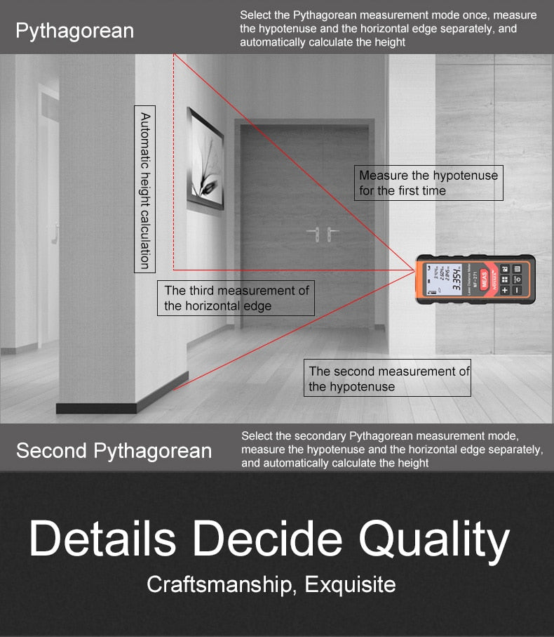 Laser Distance Meter: Precision Electronic Roulette and Digital Rangefinder for Accurate Measurements - Metro Laser Range Finder Measuring Tape Device Tool