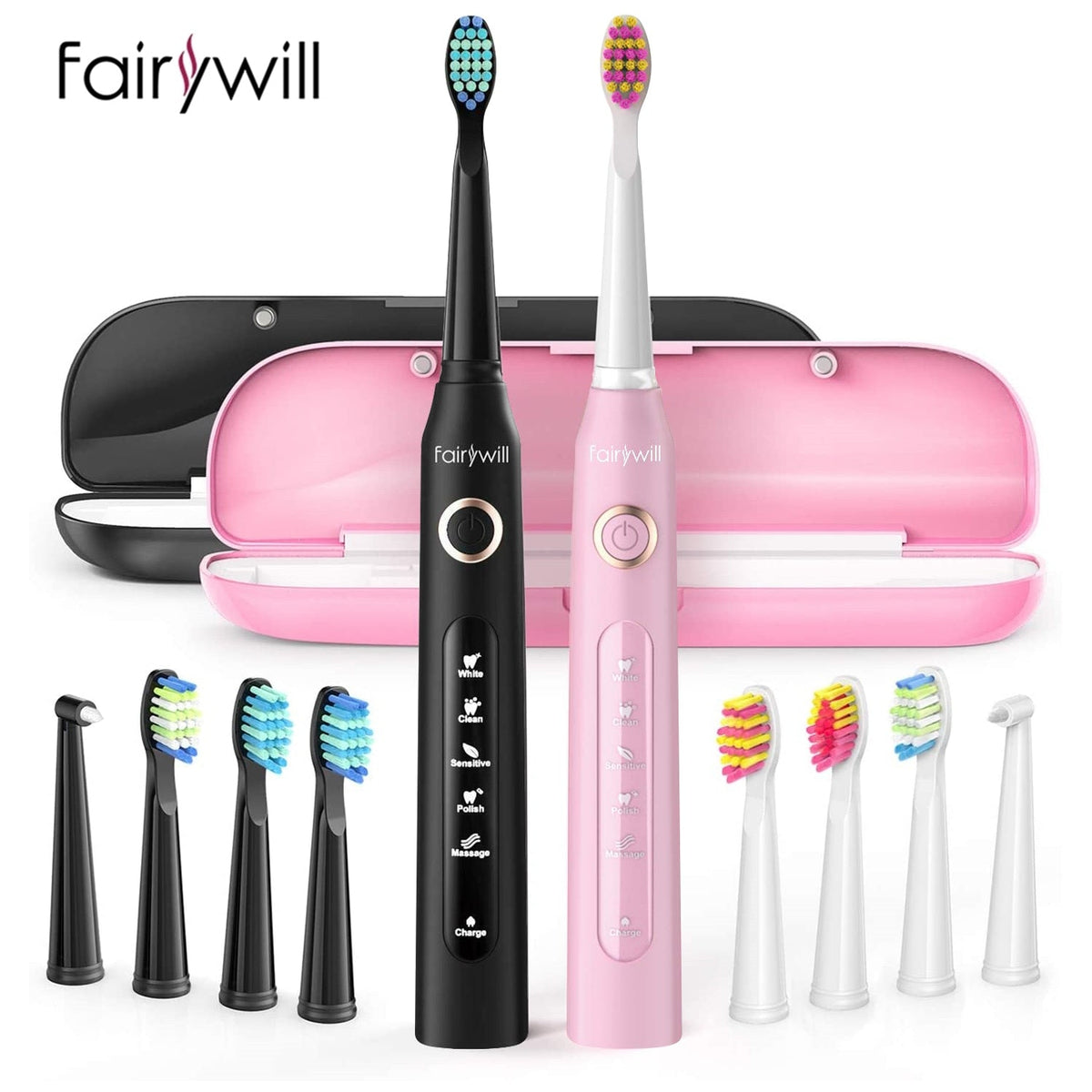D7 Sonic Electric Toothbrushes with 5 Modes, Smart Timer, Rechargeable, and 8 Super Whitening Toothbrush Heads for Adults and Kids