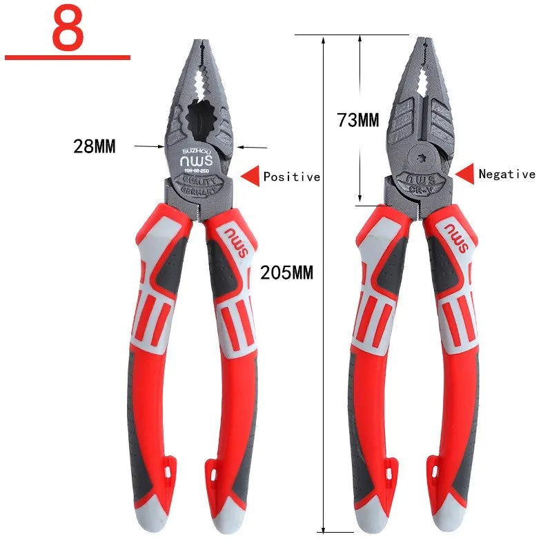 6''/7''/8”Multifunctional Wire Cutter German Electrician's Pliers Thickened Clamp Head Chrome Vanadium Steel Electrician Tools