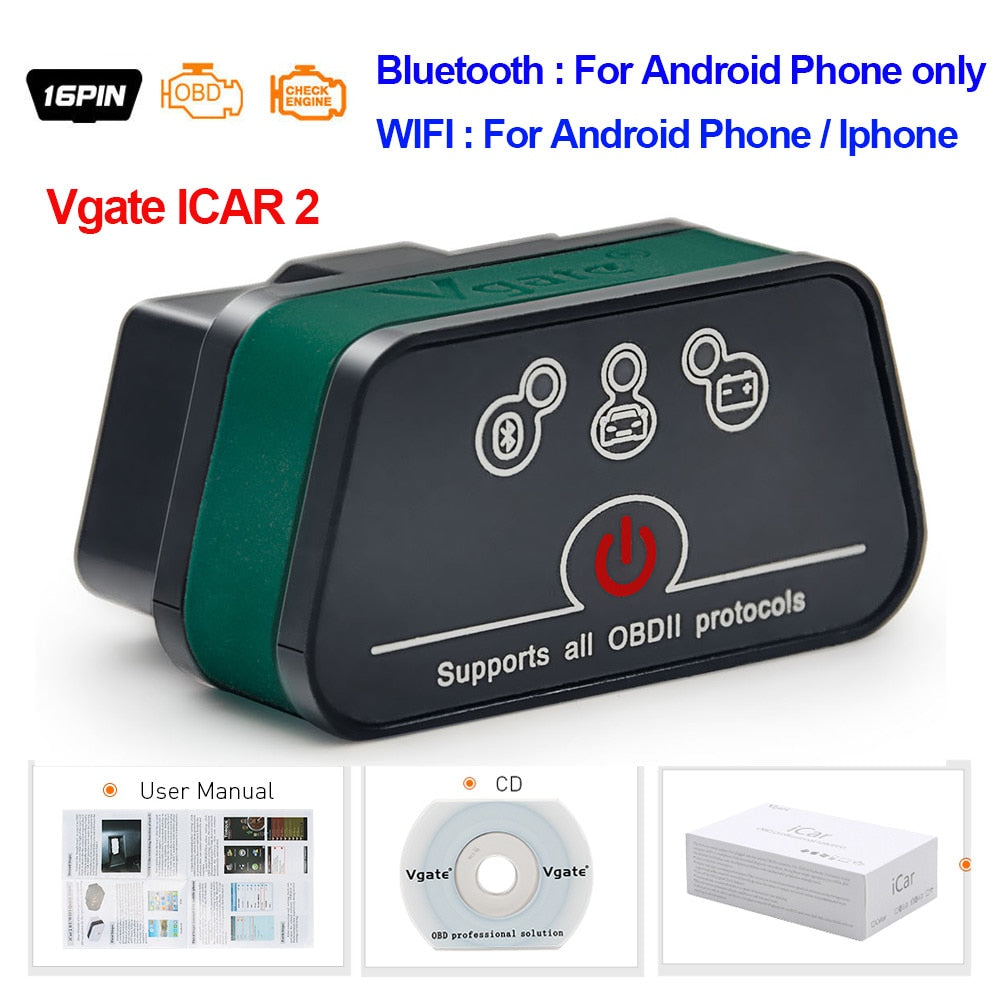 Vgate iCar2 obd2 Bluetooth scanner ELM327 V2.2 obd 2 wifi icar 2 car tools elm 327 for Android/PC/IOS code reader