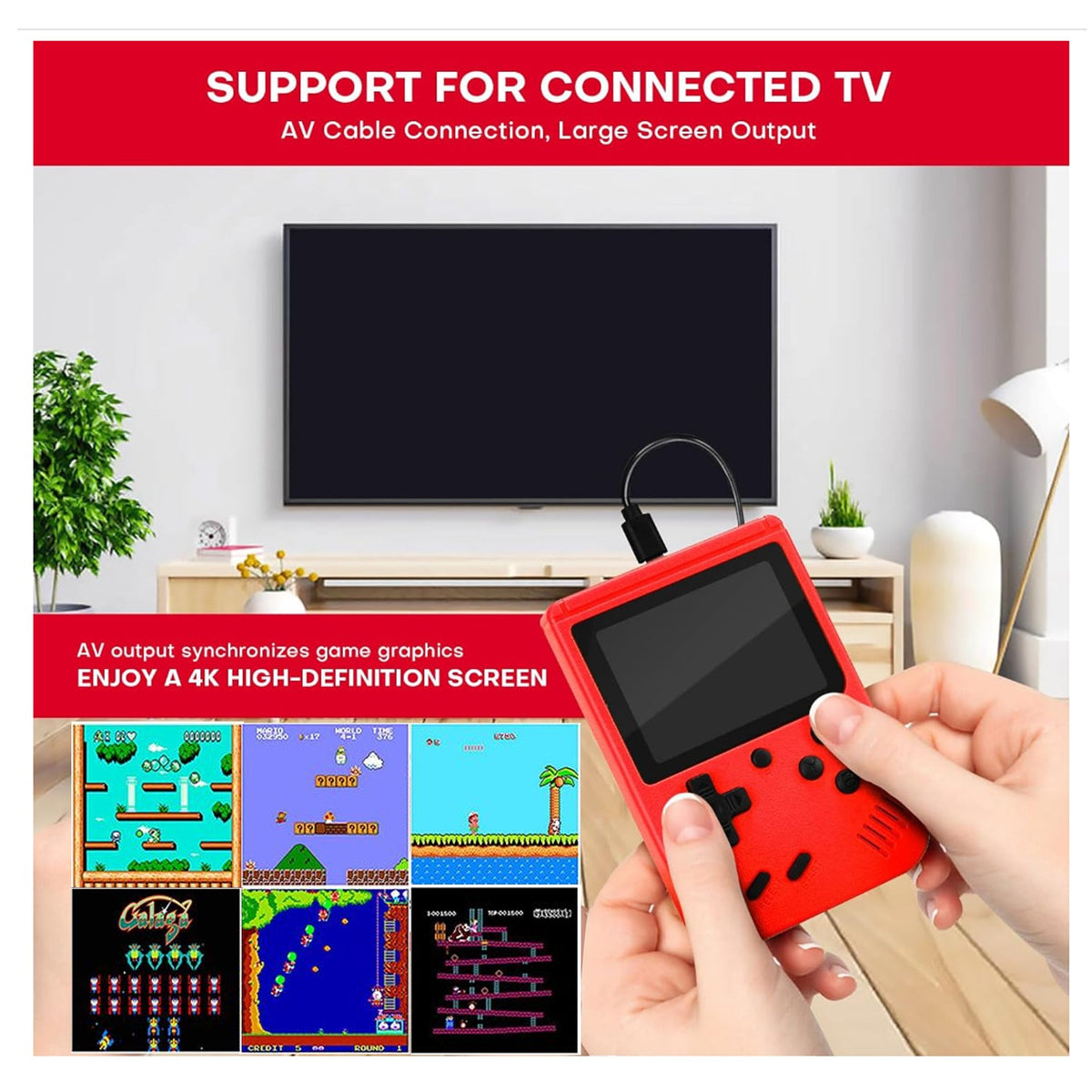 2 Pack Handheld Games for Kids Console 400 Retro Video Games, Portable Gaming Player Mini Arcade Electronic Toy Gifts for Boys Girls 2 Pack [Red]