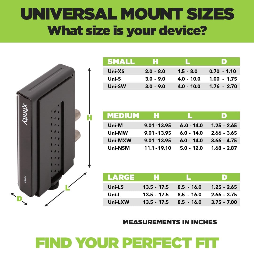 HIDEit Uni-S | Adjustable Small Electronics, Cable Box Mount + Small Computer Mount