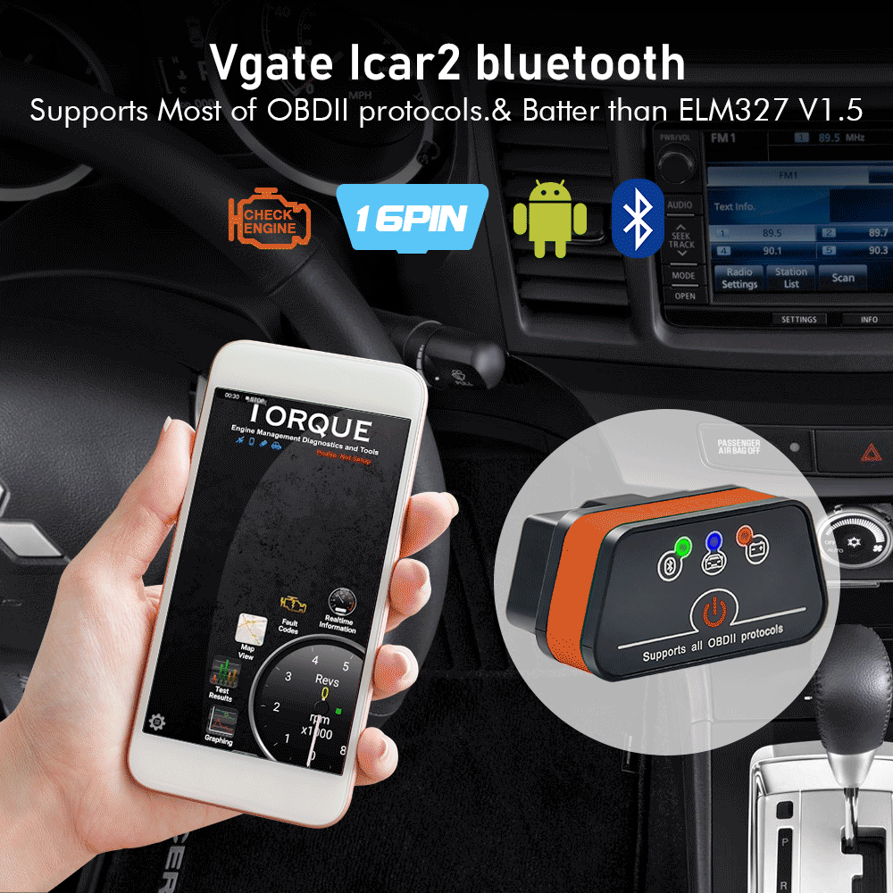 Vgate iCar2 obd2 Bluetooth scanner ELM327 V2.2 obd 2 wifi icar 2 car tools elm 327 for Android/PC/IOS code reader