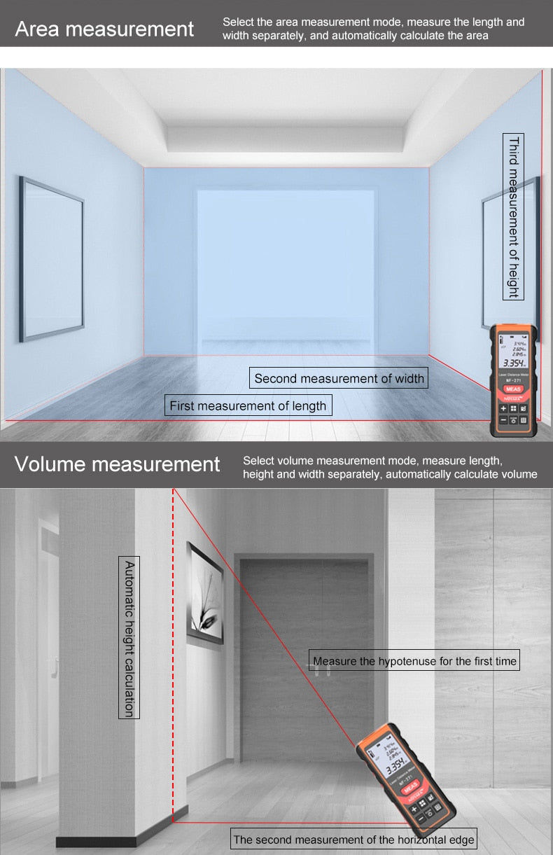 Laser Distance Meter: Precision Electronic Roulette and Digital Rangefinder for Accurate Measurements - Metro Laser Range Finder Measuring Tape Device Tool