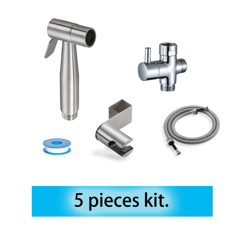 Stainless Steel Handheld Bidet Sprayer Set for Toilet - Bathroom Hand Bidet Faucet with Self-Cleaning Shower Head