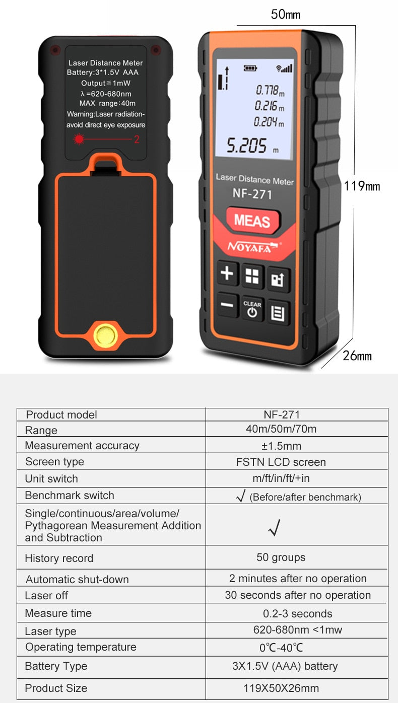 Laser Distance Meter: Precision Electronic Roulette and Digital Rangefinder for Accurate Measurements - Metro Laser Range Finder Measuring Tape Device Tool