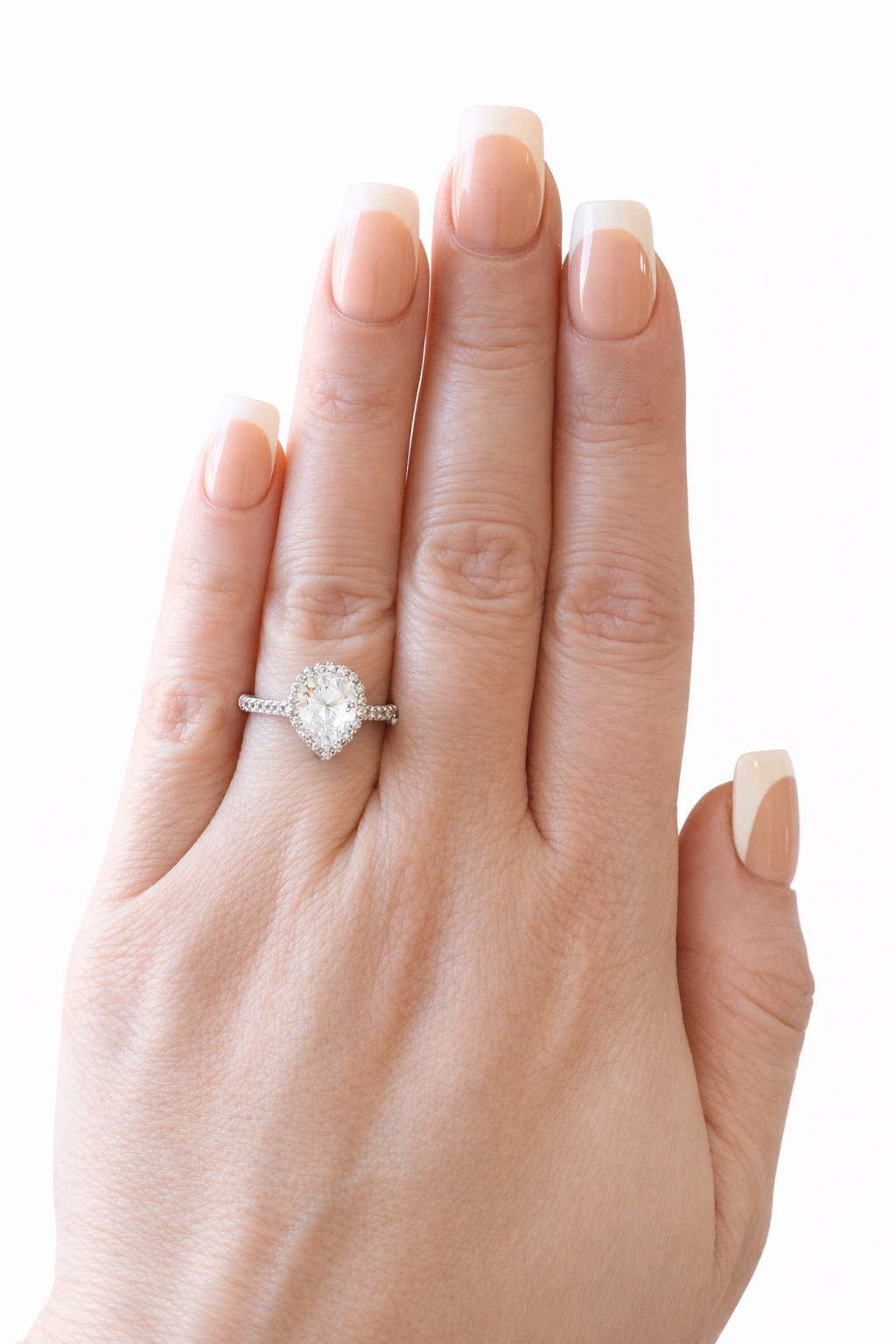 Francesca Pear Stone Ring-Silver