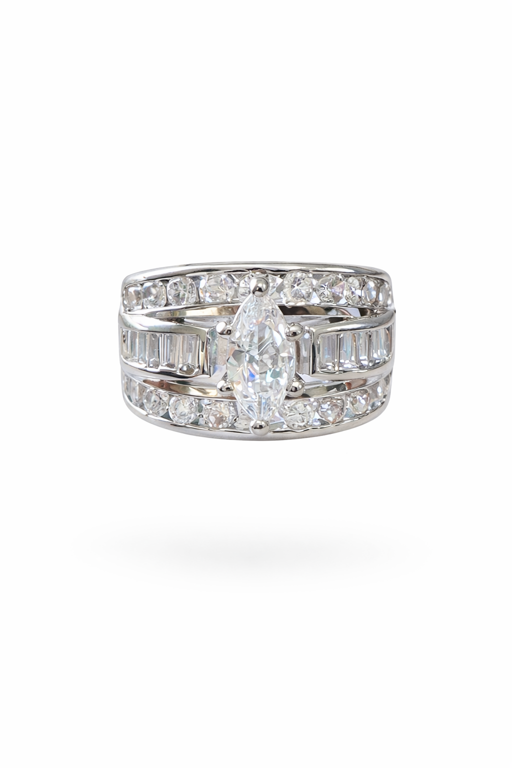 Victoria Marquise Cut Stacked Ring-Silver