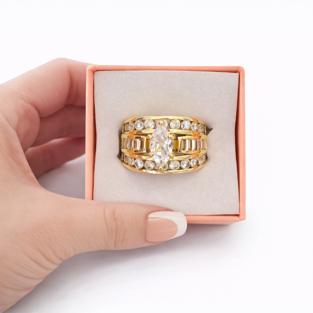 Victoria Marquise Cut Stacked Ring-Gold