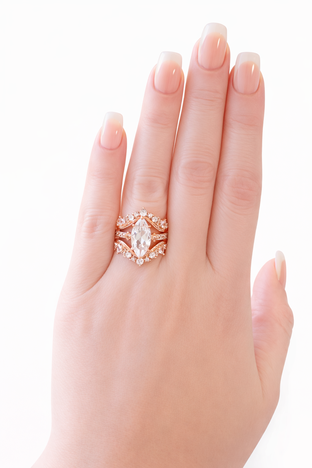Rebecca 3 Piece Champagne Gold Ring Set