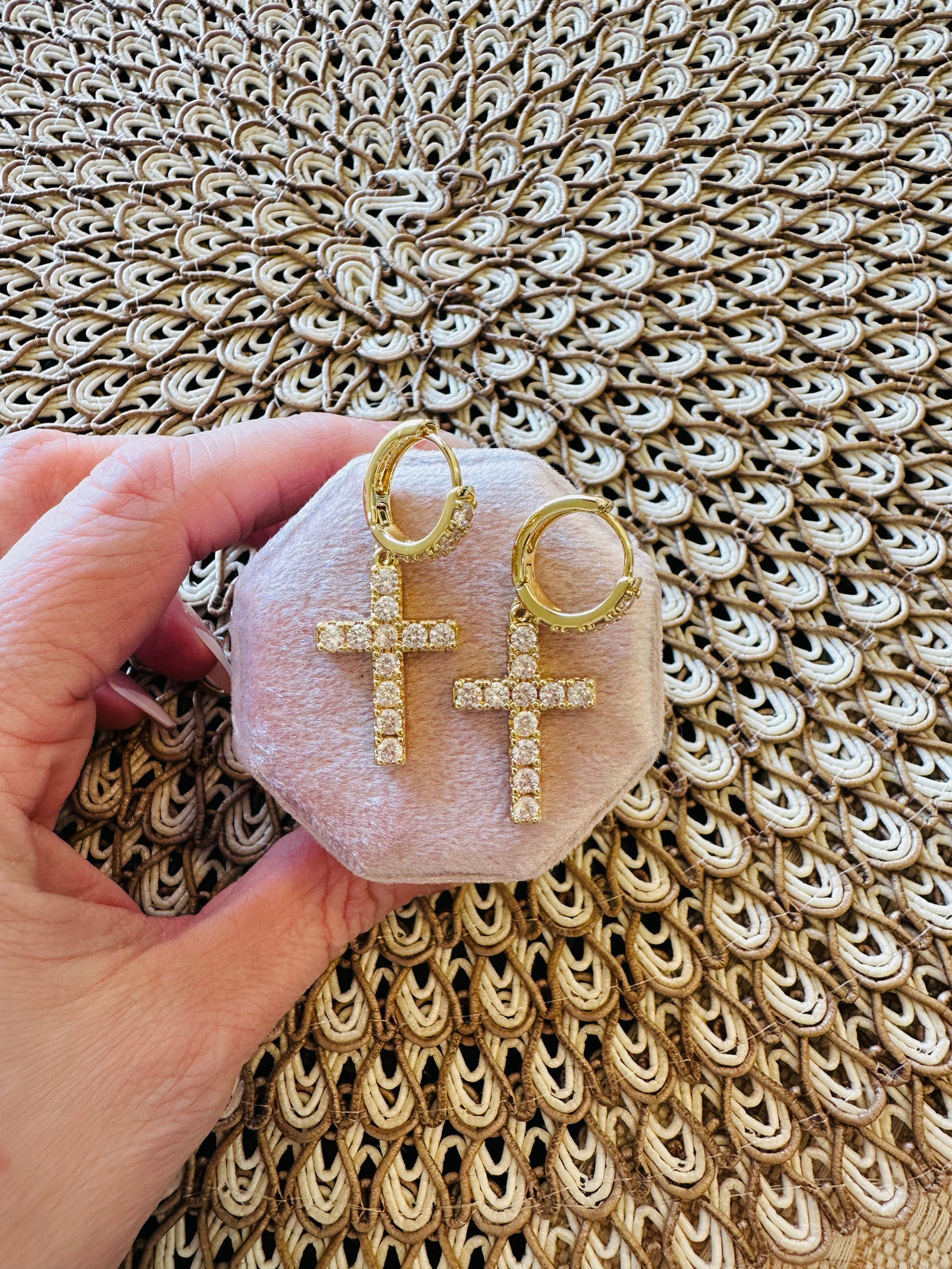 Angela Cross Earrings- Gold
