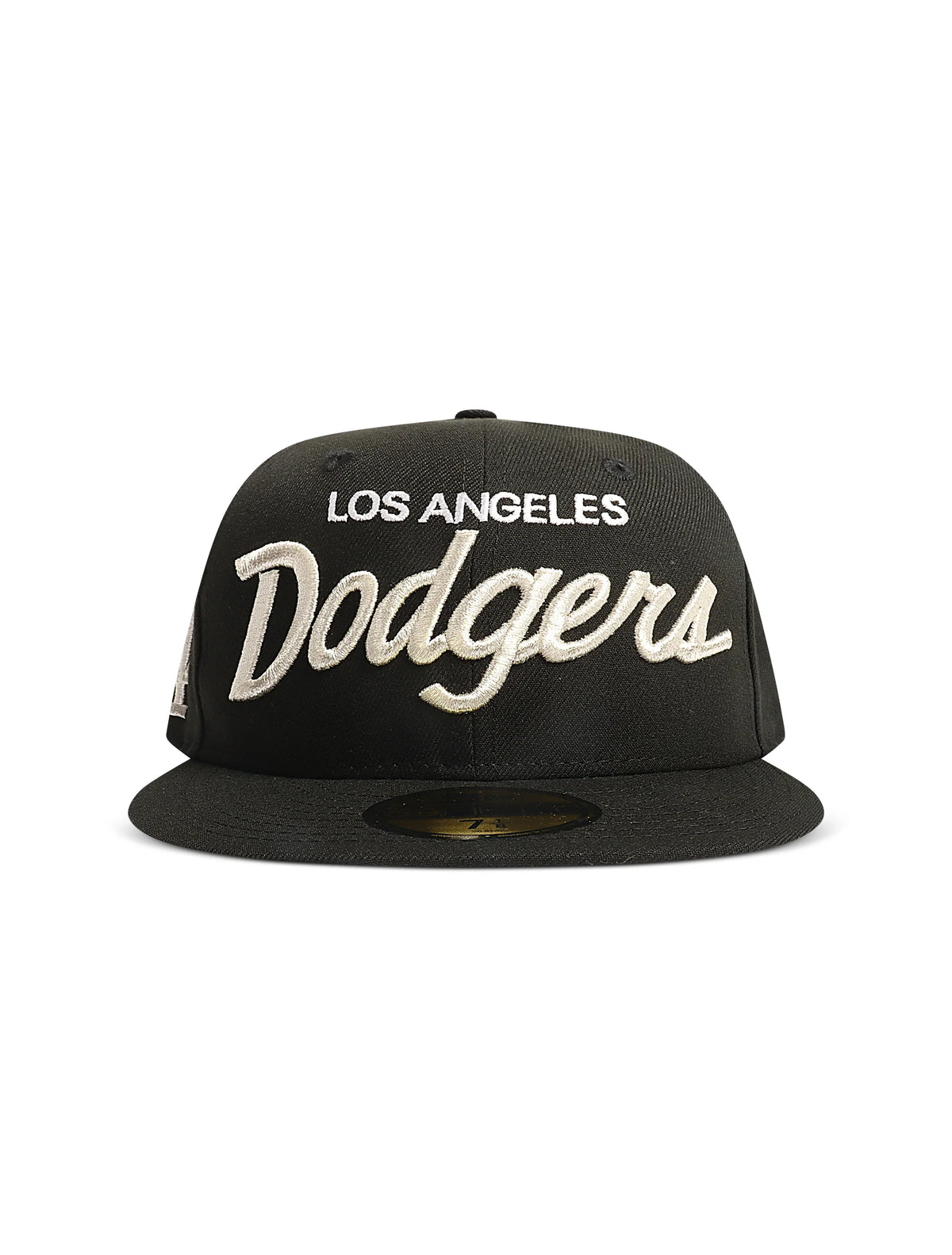 New Era 5950 Dodgers Side LA Metallic Script Hat - Black/Silver