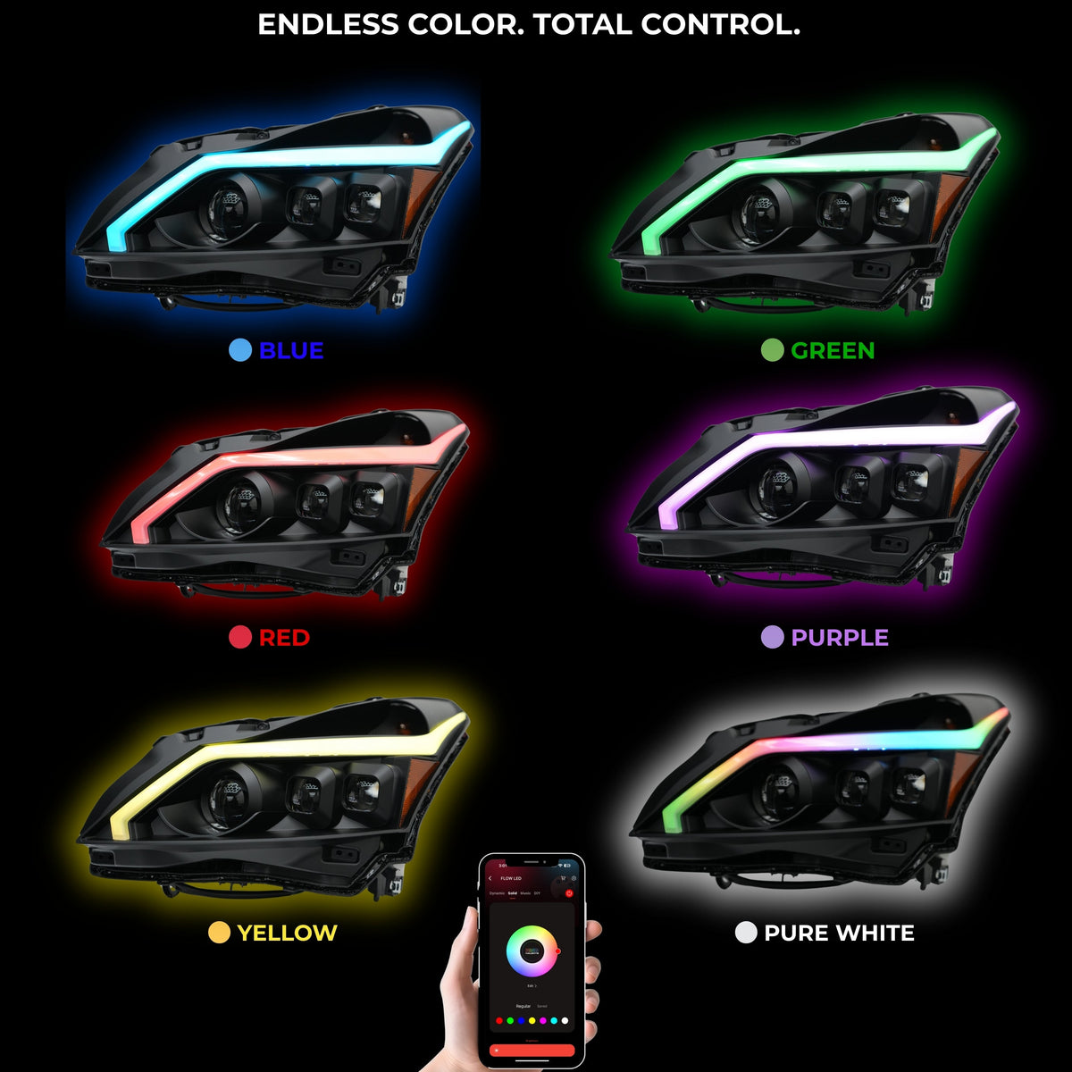 (2010-2013) Infiniti G37 Multicolor Flow DRL Boards (for Spyder Headlights only)