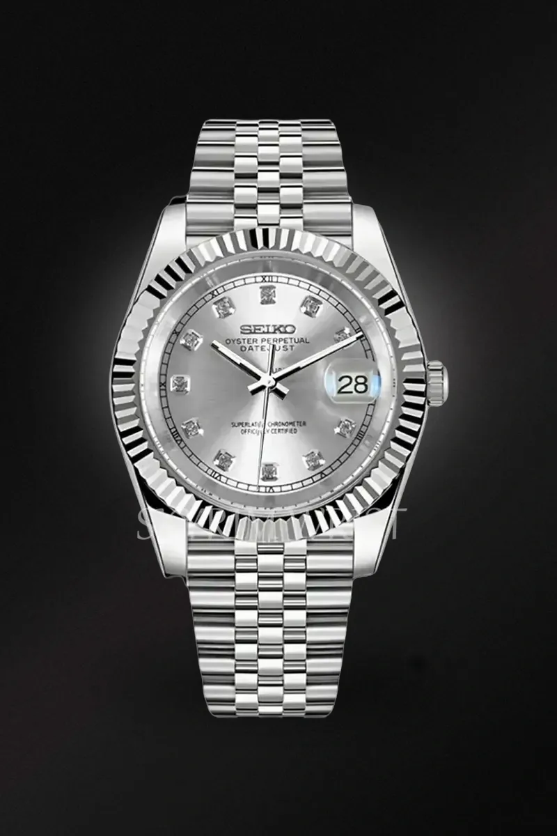 Mod Datejust Silver Diamond