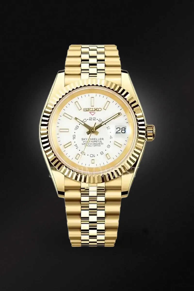 Mod Sky-Dweller Gold White