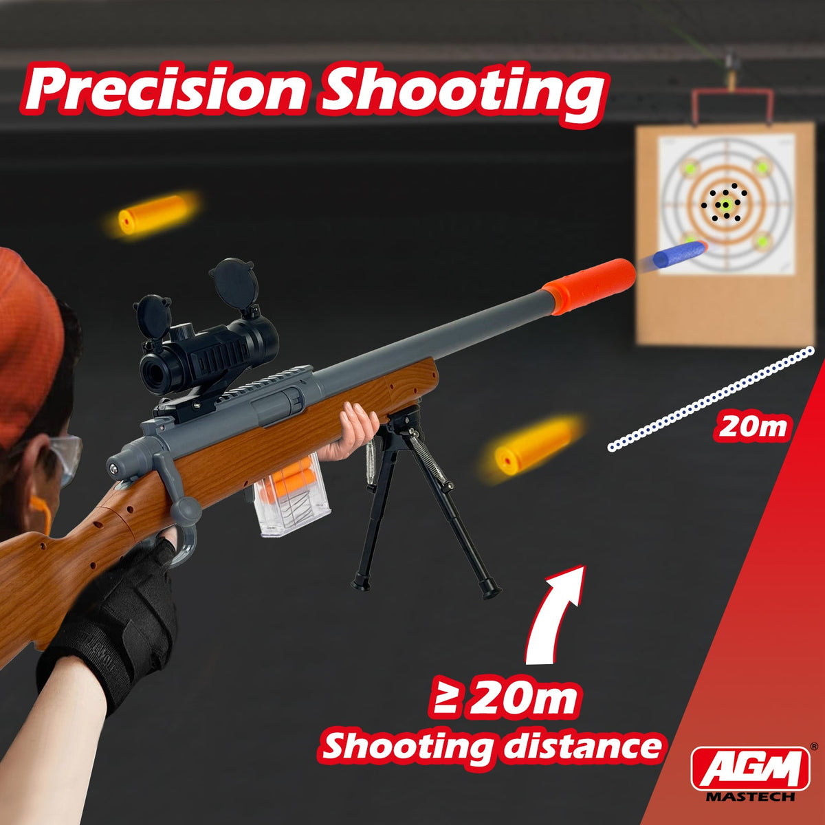 Wood grain toy gun with scope and accessories toy sniper rifle