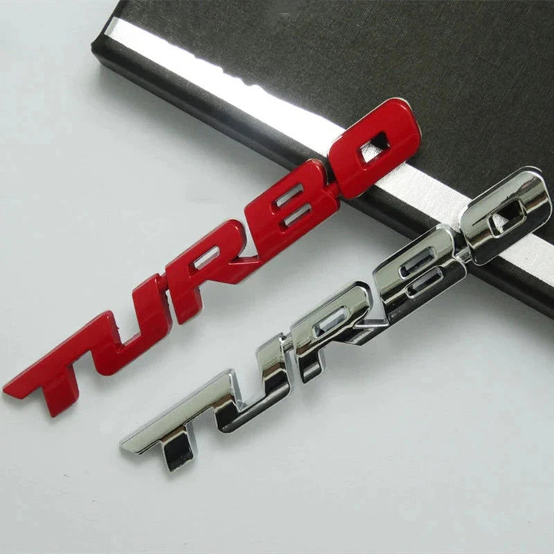 3D Turbocharged Metal Alloy Car Sticker – Universal Car Modification Badge & Decorative Emblem