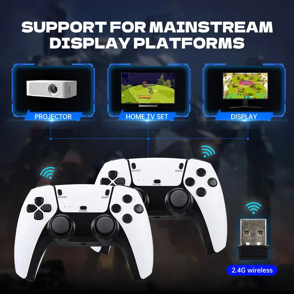 M15 4K TV Game Stick Console – 64GB Built-in 20,000+ Retro Games, Dual Wireless Controllers, Plug & Play HDMI Game Player