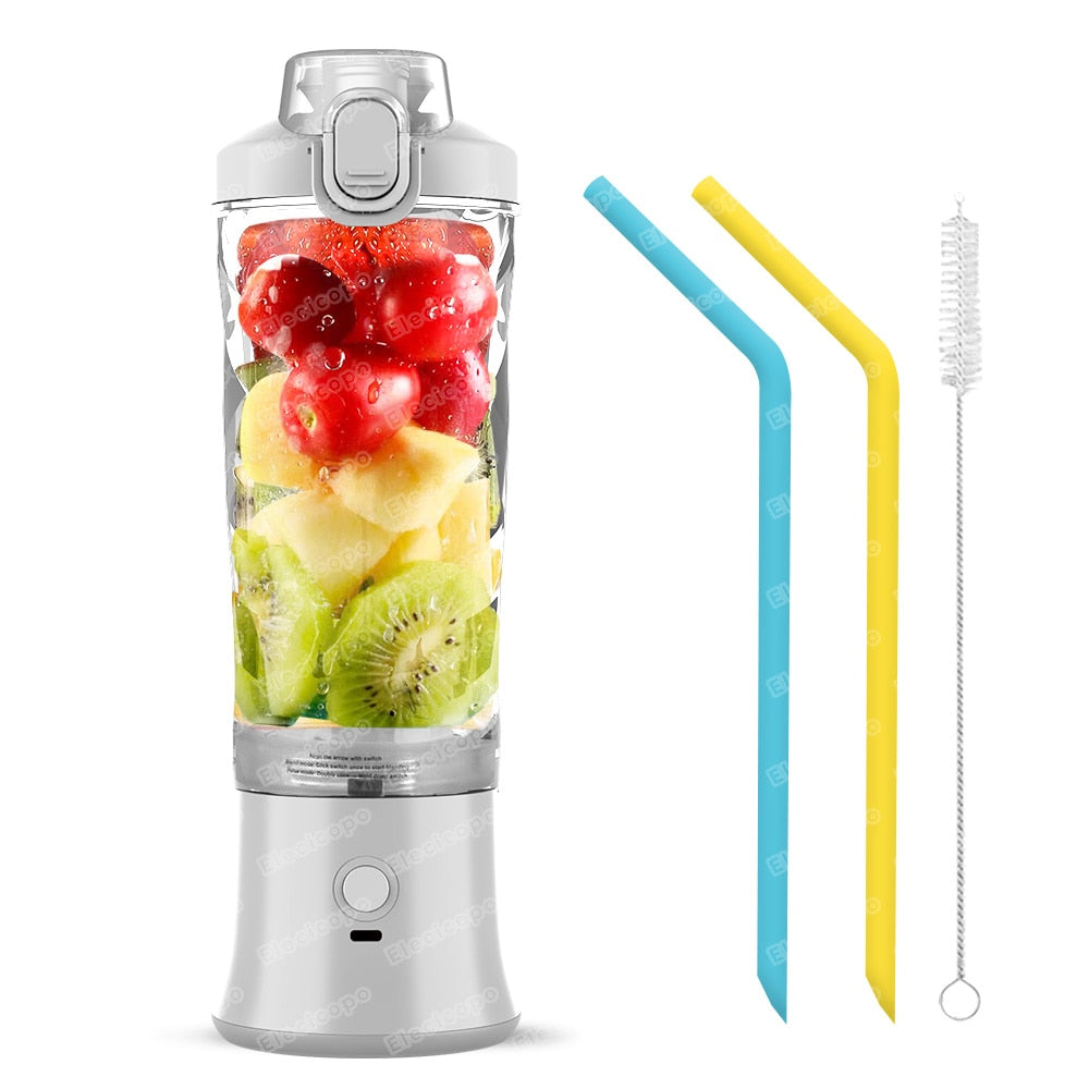 Multifunctional Portable Electric Juicer: 600ML Fruit Mixers Blender with 4000mAh USB Rechargeable Smoothie Mini Blender Machine