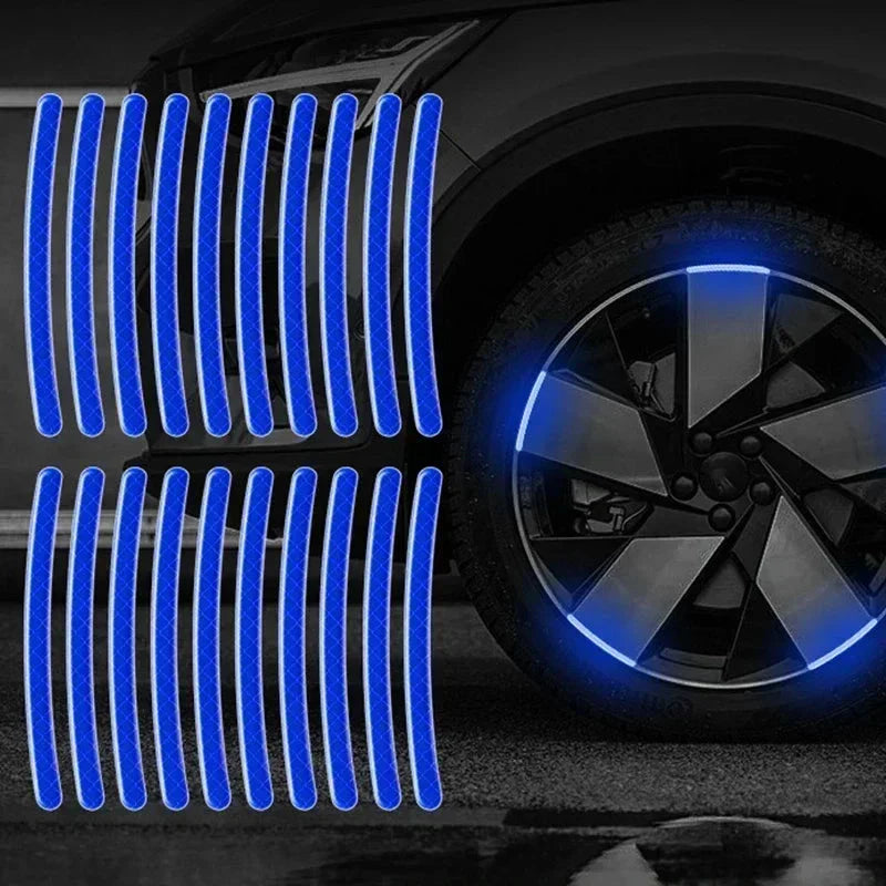 Car Wheel Hub Reflective Stripes Stickers – Night Safety Tire Rim Decals, Waterproof Warning Tape for Vehicle Decoration