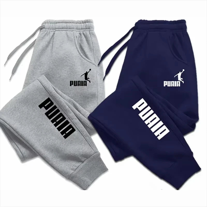 2025 Soft Loose PUAIA Print Solid Color Versatile Daily Outdoor Running Fitness Breathable Casual Comfortable Men‘s Sports Pants