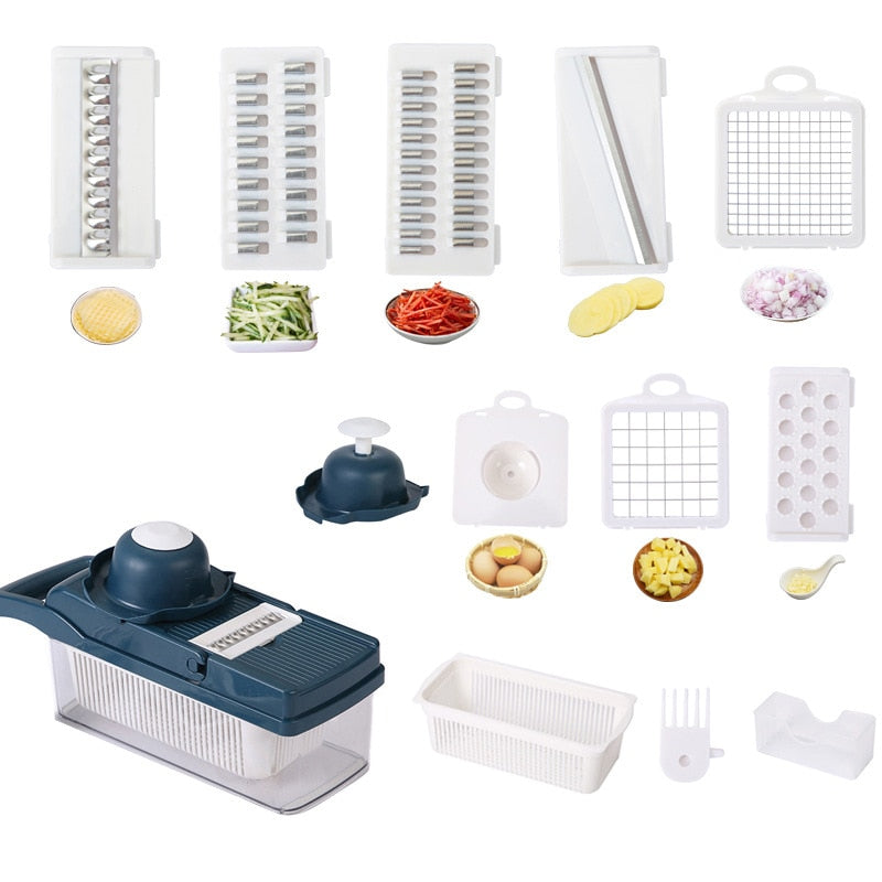 14 pack Multifunctional vegetable chopper fruit knife kitchen potato slicer grater drain basket onion shredder kitchen access