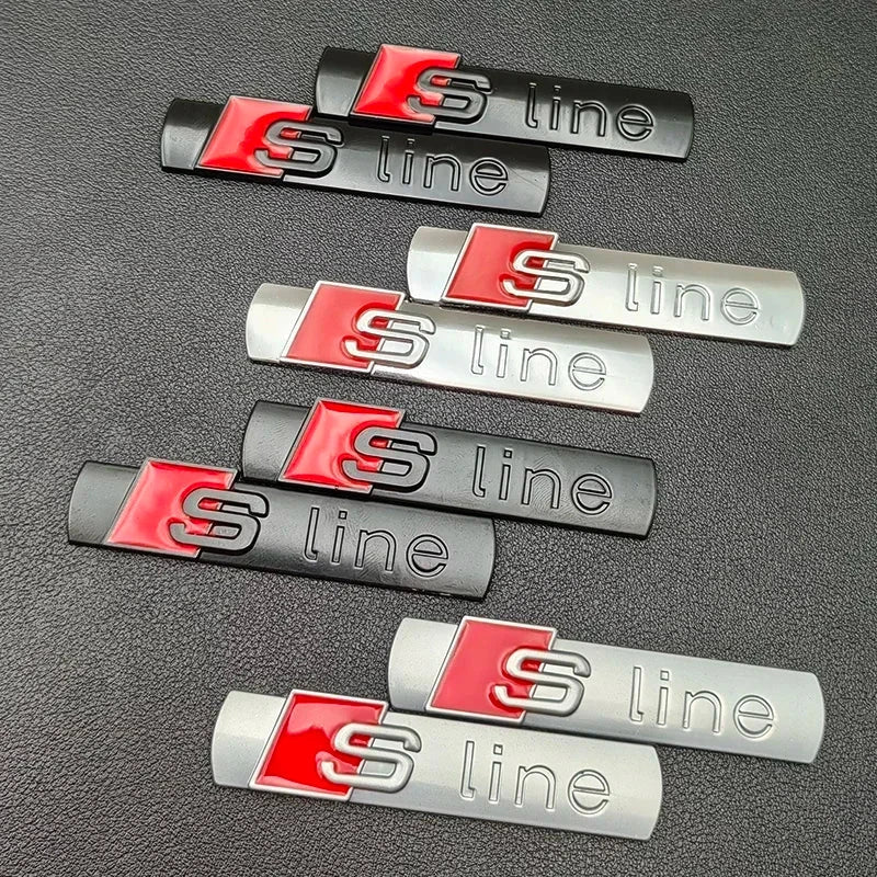 2PCS 3D Metal S Line Emblem Car Badge Stickers – Fender & Trunk Decal for Audi A1 A3 A4 A5 A6 A7 A8 Q2 Q3 Q5 Q7 RS5 TT Accessories
