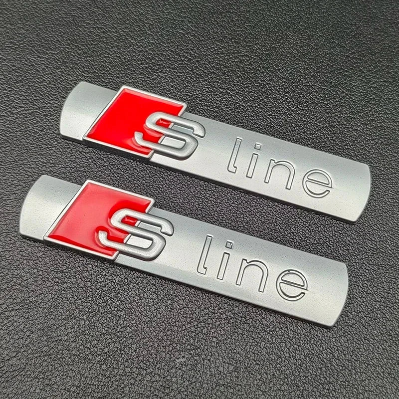 2PCS 3D Metal S Line Emblem Car Badge Stickers – Fender & Trunk Decal for Audi A1 A3 A4 A5 A6 A7 A8 Q2 Q3 Q5 Q7 RS5 TT Accessories