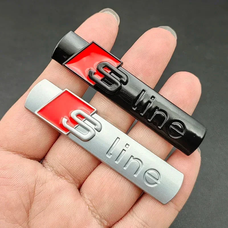2PCS 3D Metal S Line Emblem Car Badge Stickers – Fender & Trunk Decal for Audi A1 A3 A4 A5 A6 A7 A8 Q2 Q3 Q5 Q7 RS5 TT Accessories