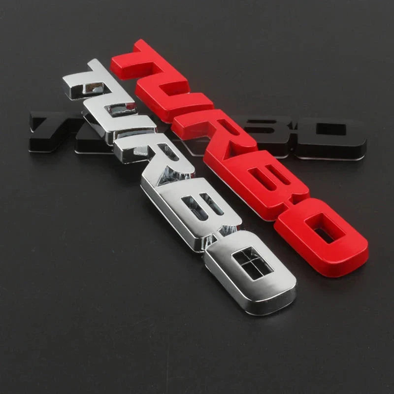 3D Turbocharged Metal Alloy Car Sticker – Universal Car Modification Badge & Decorative Emblem