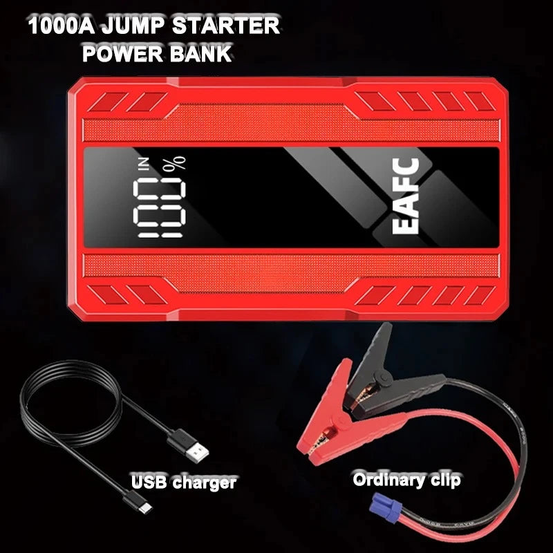 EAFC 1000A Car Jump StarterPower Bank 6400mAh Portable   Emergency Battery Booster Starting Charger SOS Flashlight  PowerBank